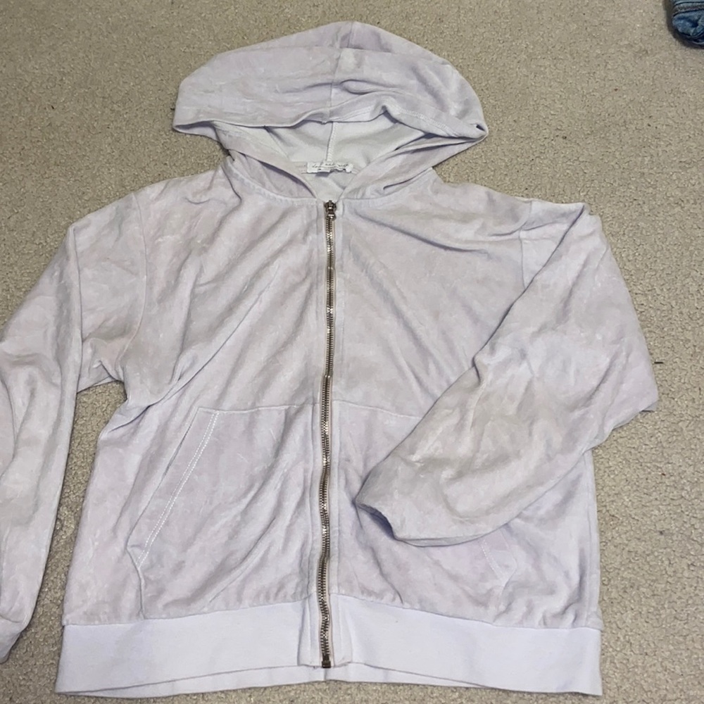 Urban outfitters “don’t ask why” velvet purple zip up